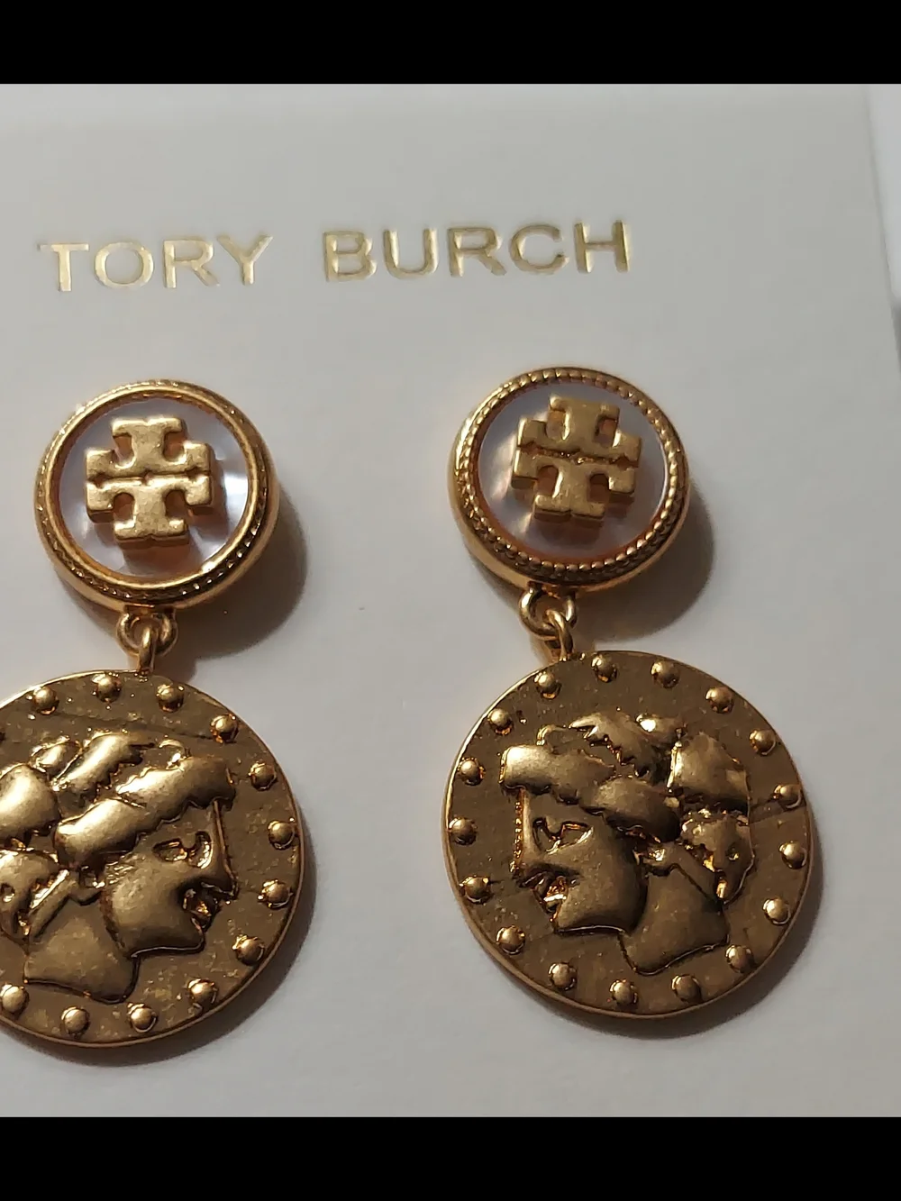 Tory Burch Gold-Tone Dangle Medallion Earrings